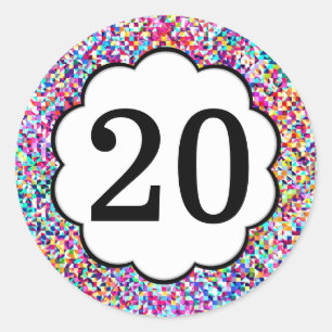 20 - Zahl-bunte Aufkleber