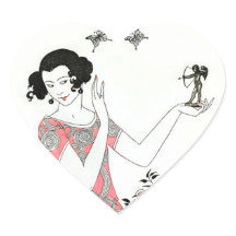 20er Vintage Mode Illustration Cupid & Woman