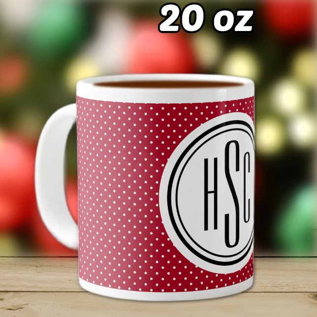 20oz Big Monogram Red & White Swiss Dots Jumbo-Tasse (Von Creator hochgeladen)