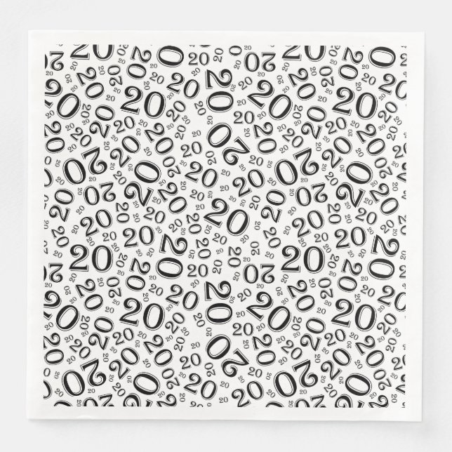 20th Age Random Number Pattern Black/White Serviette (Vorderseite)