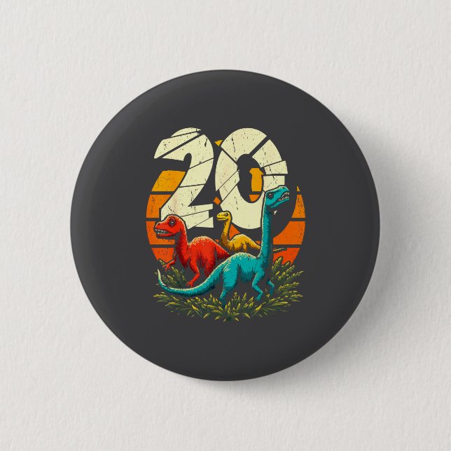 20th Birthday Trex Dinosaur 20 Year Old Boy Girl  Button (Vorderseite)
