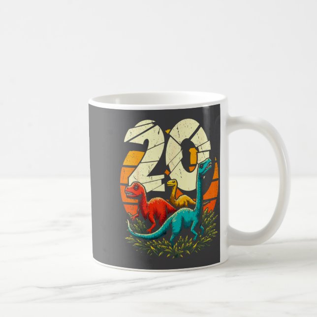 20th Birthday Trex Dinosaur 20 Year Old Boy Girl  Kaffeetasse (Rechts)