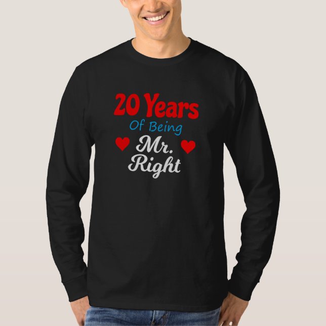 20th Wedding Anniversary for Men Him Mr Right Husb T-Shirt (Vorderseite)