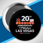 20th Wedding Anniversary Las Vegas Trip Button<br><div class="desc">Unique 20th anniversary gift for husband & wife or married paares taking a romantic weekend getaway to Las Vegas to celebrate 20 years of marriage! Novelty souvenir to remember your Vegas trip as hat das zweite Honeymoon vacation or wedding party you never had. "20th Wedding Anniversary in Fabulous Las Vegas...</div>