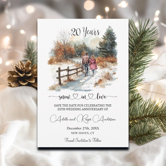 20th Wedding Anniversary Winter Landscape Romantic Save The Date (Von Creator hochgeladen)