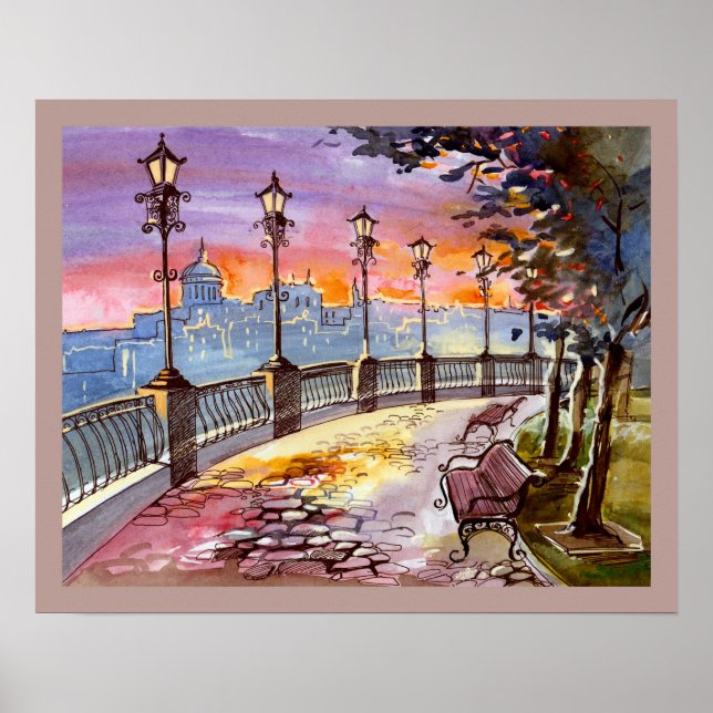 20x16 Abstrakte Stadtmauer Kunst Poster (Vorne)