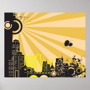 20x16 Abstrakte Stadtmauer Kunst Poster