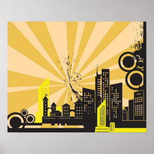 20x16 Abstrakte Stadtmauer Kunst Poster