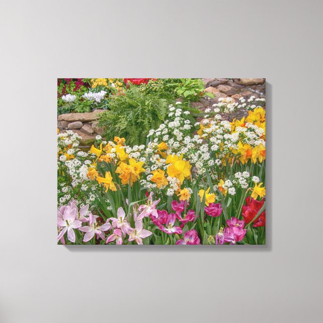 20x16 Bunte Frühlingsblumen in voller Blüte Leinwanddruck (Vorderseite)