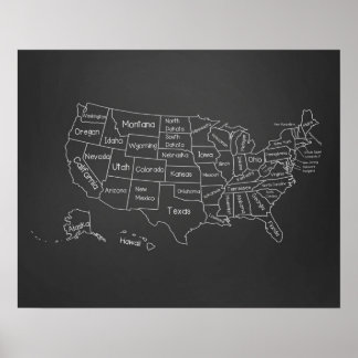 20x16 Chalkboard Klasse US Karte Poster
