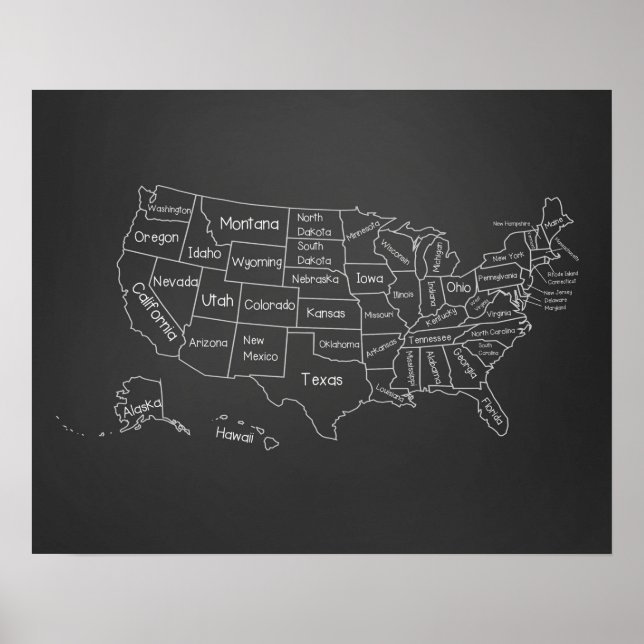 20x16 Chalkboard Klasse US Karte Poster (Vorne)