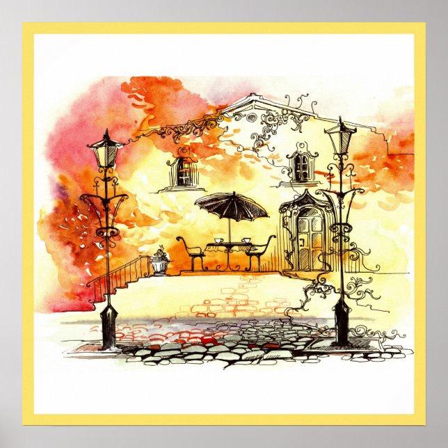 20x20 Abstrakte Stadtmauer Kunst Poster (Vorne)