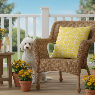 20x20 Gelbes Outdoor-Kissen mit süßem Herzprint Kissen