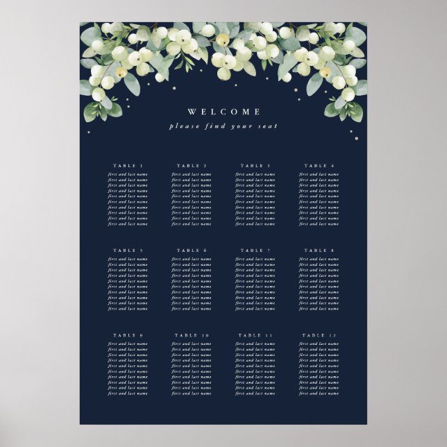 20x28" 12 Tische mit 10 Sitzen Chart Poster (Vorne)