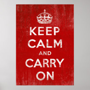 20x28 Vintag Red Distressed Behalt Calm Carry on Poster
