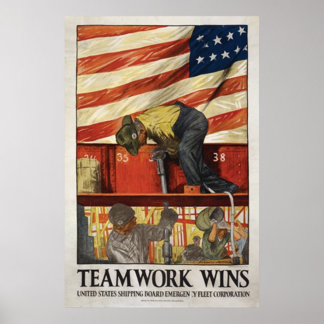 20x30 Teamwork gewinnt, WWI motivierend Poster (Vorne)