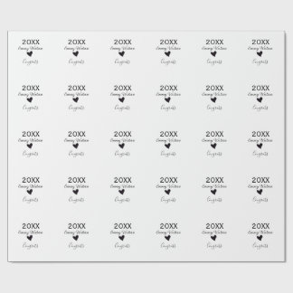 20XX bold letter congrats graduation name heart si Geschenkpapier