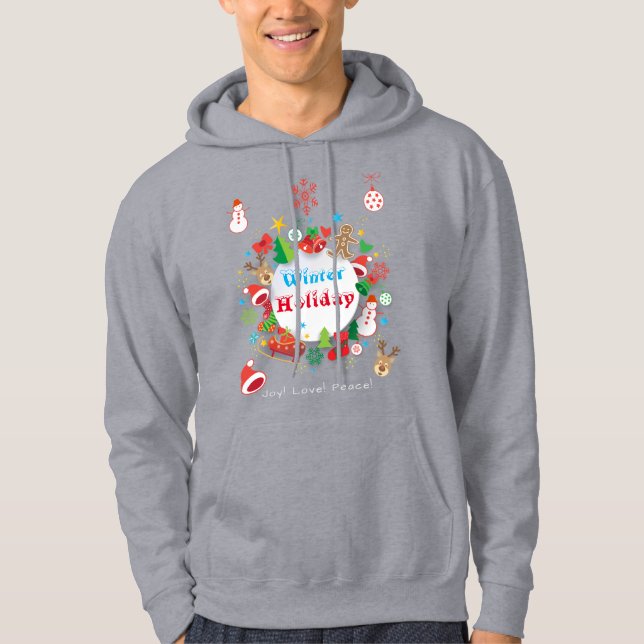 20XX Hallo Winter Feiertage Symbole Muster Hoodie (Vorderseite)