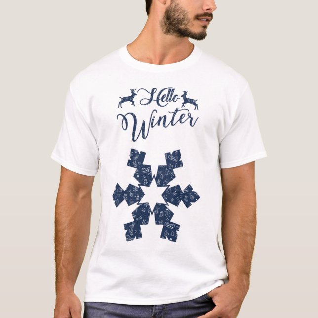 20XX Hallo Winter Holiday Snowflake Muster T-Shirt (Vorderseite)