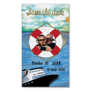 20XX Kreuzschiff W/ Bild Save the Date Wasserfarbe Magnetische Visitenkarte