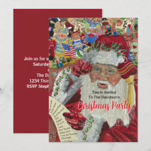 20XX Rotes Weihnachtsfeier Santa überprüft die Lis Einladung