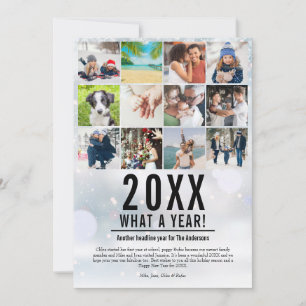 20XX Was Ein Jahr Familienfoto-Collage Schnee Feie Feiertagskarte