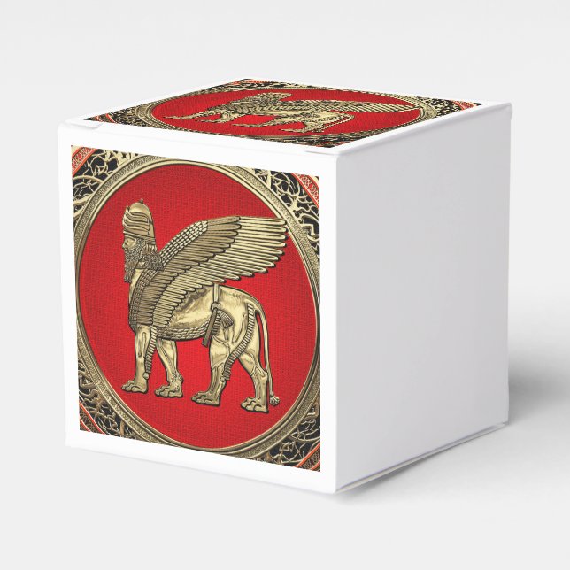 [210] Assyrian Winged Lion - Gold Lamassu Geschenkschachtel (Vorderseite)