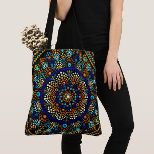 210 - Blue and Gold Mandala - Tote Bag