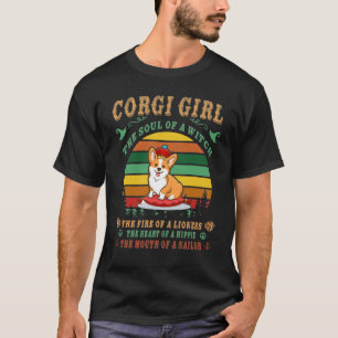 216 Corgi Girl - Hexe - Löwin - Hippie - Sailor T-Shirt