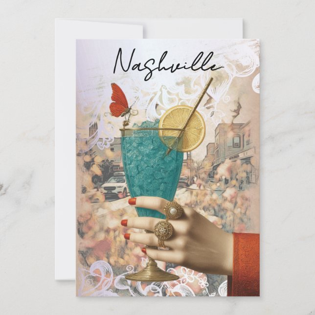 *~* 21 A101 Cocktail FOTO Nashville BACHELORETTE Einladung (Vorderseite)