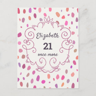 21 Again Pink Süße Geburtstagseinladung Postkarte