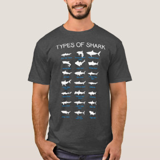 21 Arten von Haien Meeresliebhaber Meeresbiologie T-Shirt