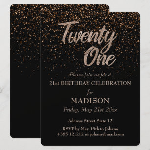 21. Birthday Gold Glitzer Einladung