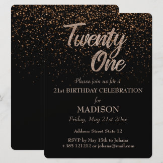 21. Birthday Gold Glitzer Einladung