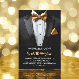 21. Black and Gold Tuxedo Geburtstagsveranstaltung Einladung