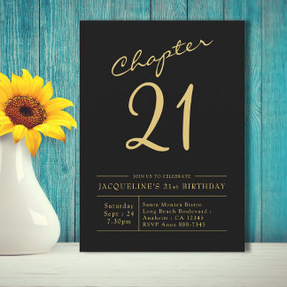 21. Black Gold 21. Geburtstag Party Einladung