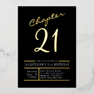 21 Black Gold 21. Geburtstag Party Gold Folieneinladung