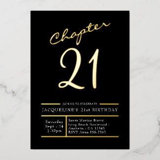 21 Black Gold 21. Geburtstag Party Gold Folieneinladung