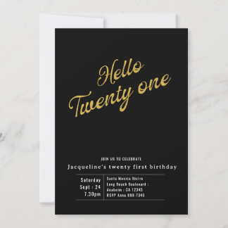 21 Black Gold Modern 21. Geburtstag Einladung