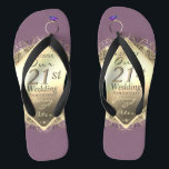 21. Brass & Iolite Hochzeitstag Flip Flops<br><div class="desc">Ich entwarf diese Flipflops für sie,  die ihrem 21. Hochzeitstag gewidmet sind,  mit einem Nicken an die traditionellen Geschenke aus Jolithstein und Messing,  um ihren Meilenstein in diesem wunderbaren,  originellen Design zu markieren.</div>