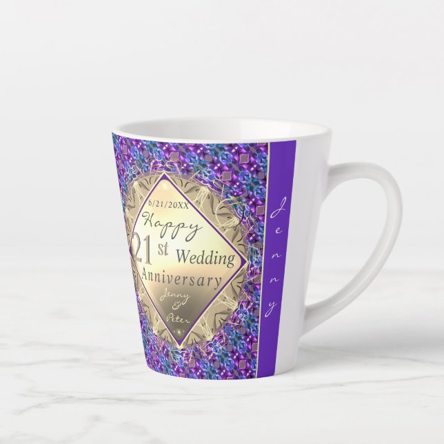 21. Brass-Jubiläum mit Iolite Latte-Tasse Milchtasse (Rechts)