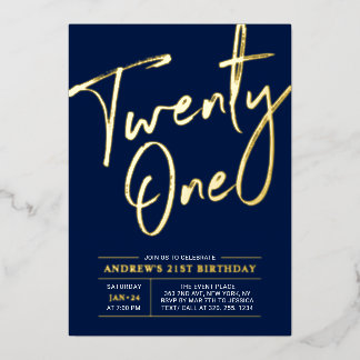 21 Briefe Navy Blau 21. Geburtstag Party Folieneinladung