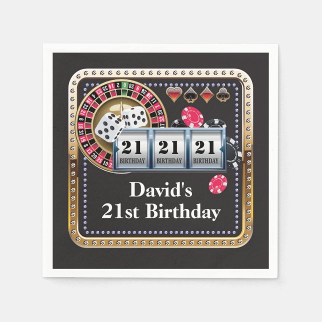 21. Casino Poker Spielkarte Geburtstag Napkins Serviette (Vorderseite)