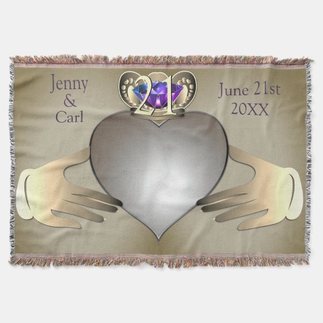 21./Custom Wedding Anniversary Claddaugh Foto Decke (Vorderseite)