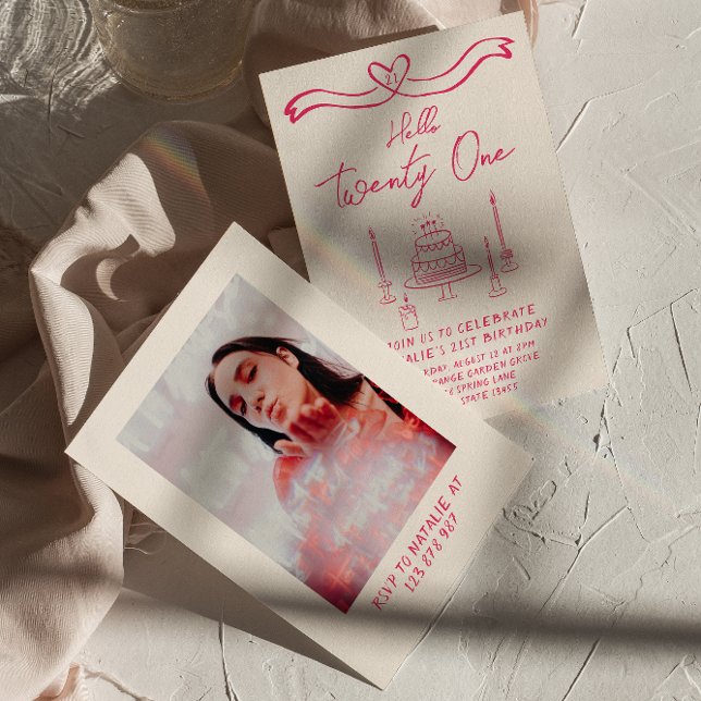 21. Doddle Cake Hallo 21 Foto Geburtstag Einladung (Von Creator hochgeladen)