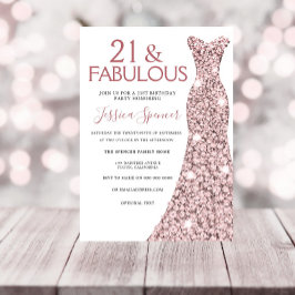 21 & fabelhafte Rose Gold Dress 21. Geburtstag Par Einladung