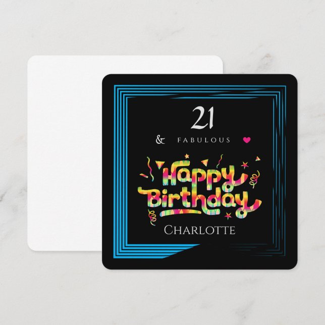 21 & Fabulous - Elegantes Custom Happy Birthday (Vorne/Hinten)