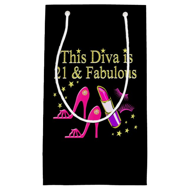 21 & FABULOUS PINK SHOE AND LIPSTICK DIVA DESIGN KLEINE GESCHENKTÜTE (Vorderseite)