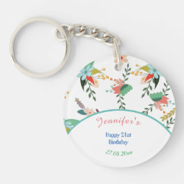 21. farbenfrohe Blume Glückwunsch zum Geburtstag Schlüsselanhänger
