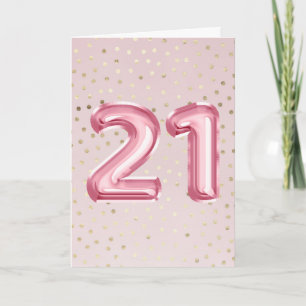 21. Feier Gold rosa Folie Geburtstag Karte